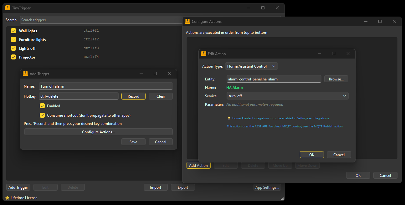 TinyTrigger Application Screenshot